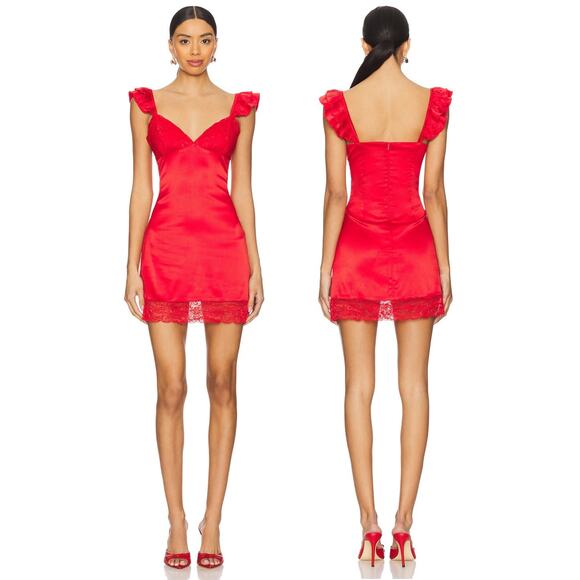 More To Come Kira Lace Mini Dress Sexy Chic Party Cocktail Evening Red Sz Small - Picture 1 of 11